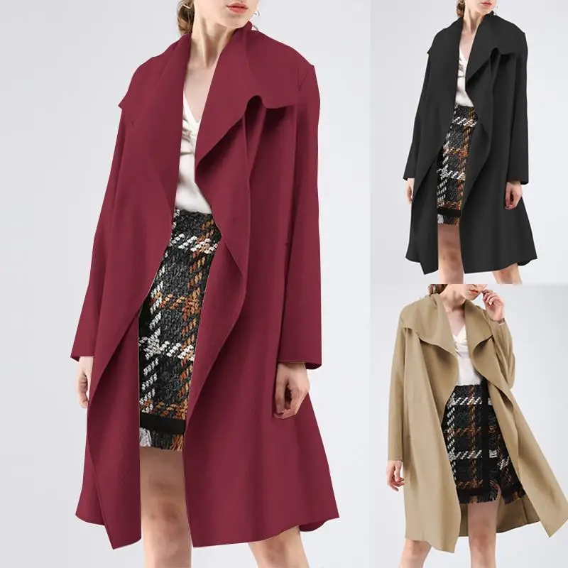 

ZANZEA Elegant Women Coat Belted Long Jackets Casual Loose Female Coats Outerwear 2019 Fashion Winter Warm Overcoats Plus Size