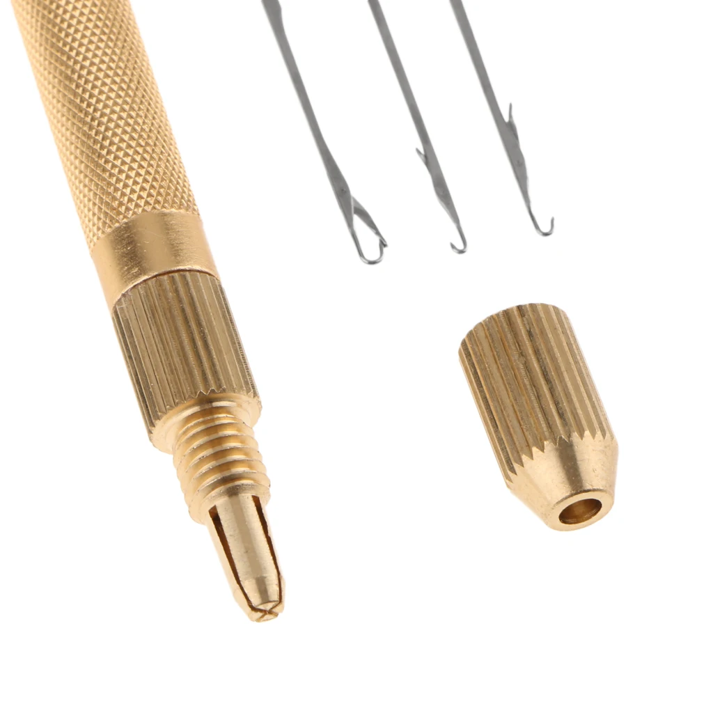 Crochet Holder Needle Hook 1Holder & 3Needles Aluminum For Hair Braiding Lace Wig Hairpiece Making