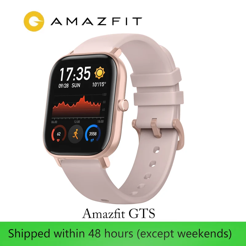 Глобальная версия Xiaomi Huami Amazfit GTS Смарт-часы gps 5ATM водонепроницаемые Смарт-часы здоровье частота сердечных сокращений AMOLED 12 Спортивные - Color: PINK