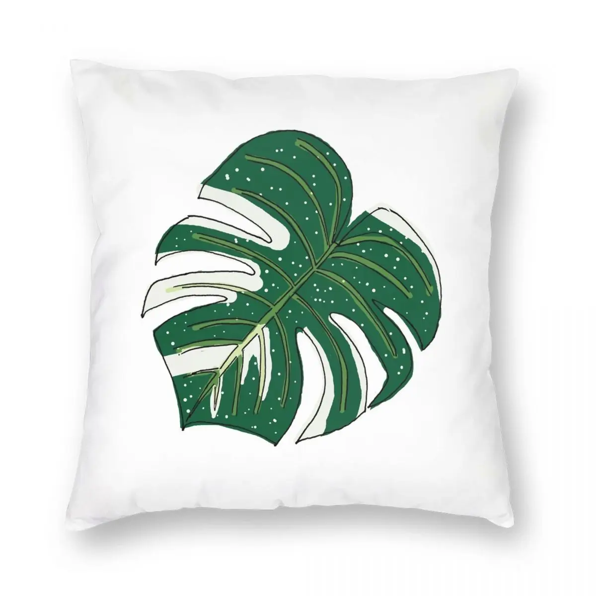 Monstera-funda de almohada cuadrada de constelación tailandesa, funda de cojín para el hogar, decoración con cremallera, patrón de terciopelo y lino de poliéster