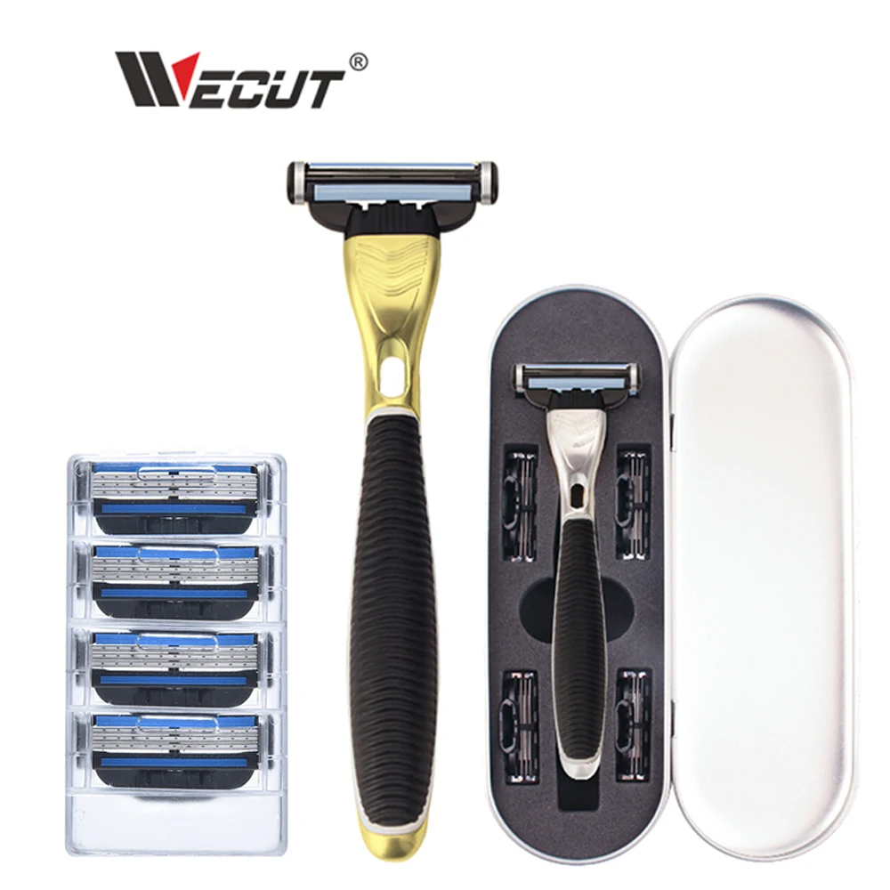 Wecut Men's Manual Razor,threelayer Blade,five Heads,gift Tin Box