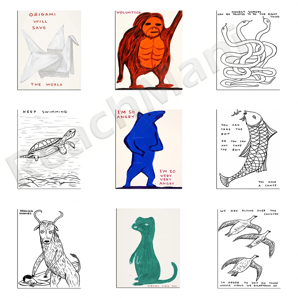 David Shrigley poster, contemporary art life interesting animal living room decoration canvas Nordic wall art unique gift