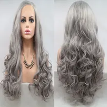 Siver серый натуральный прямой, завязанный вручную синтетический 13*3 дюймов, парик на кружеве, жаростойкое волокно, часть волос для женщин, парики для девочек