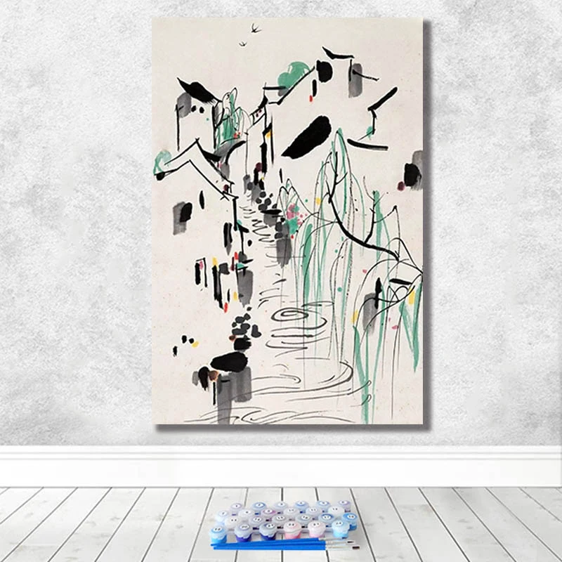 Diy Рисование по номерам рисунок Versus инструментарий Рисование Wu Guanzhong художественная гостиная декоративная подвесная краска ing - Цвет: 10310