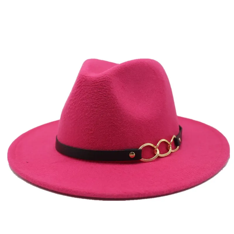 rose Red Seioum зима осень Имитация шерсти для женщин и мужчин дамы Fedoras Топ джаз шляпа Европейский Американский Круглый шапки котелок шапки - Цвет: rose Red
