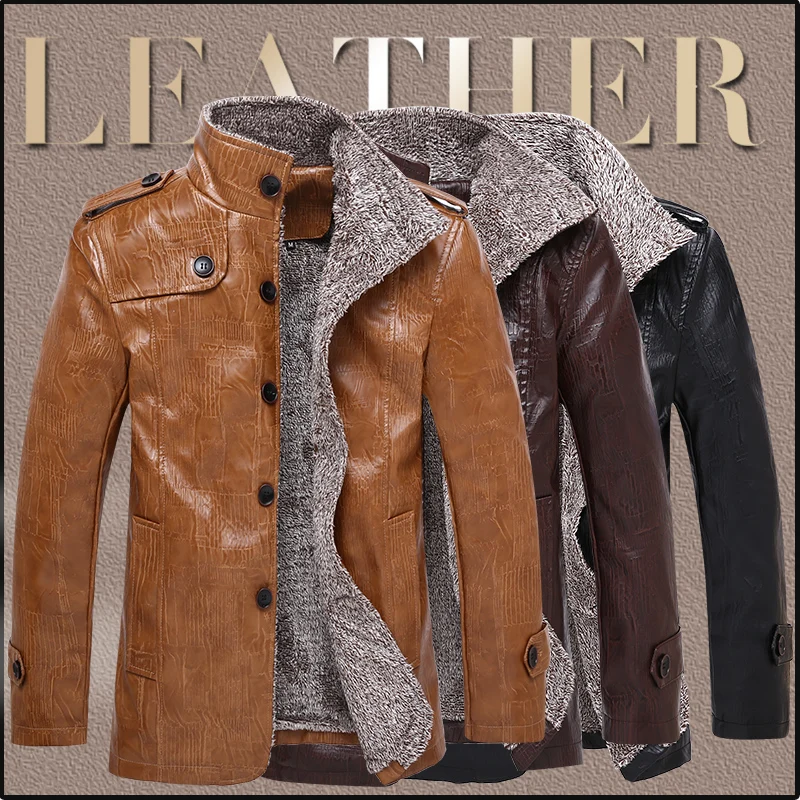 Los hombres de invierno nuevas de cuero chaquetas de abrigo de manga larga abrigo de moda de talla grande 4Xl 2021 de hombre de moda abrigo de otoño Causal 1517