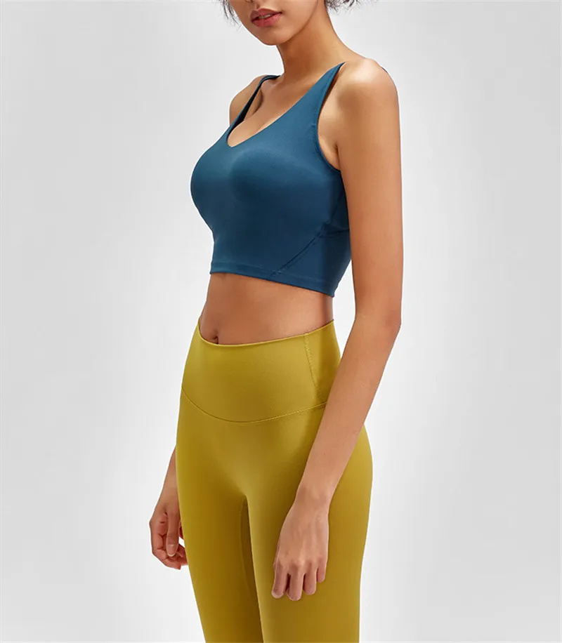Lulu Fitness Tank Top Women Sports Support Sexy Tight Gym Yoga Vest Buttery Soft Weightless With Removable Chest Pad Custom Logo