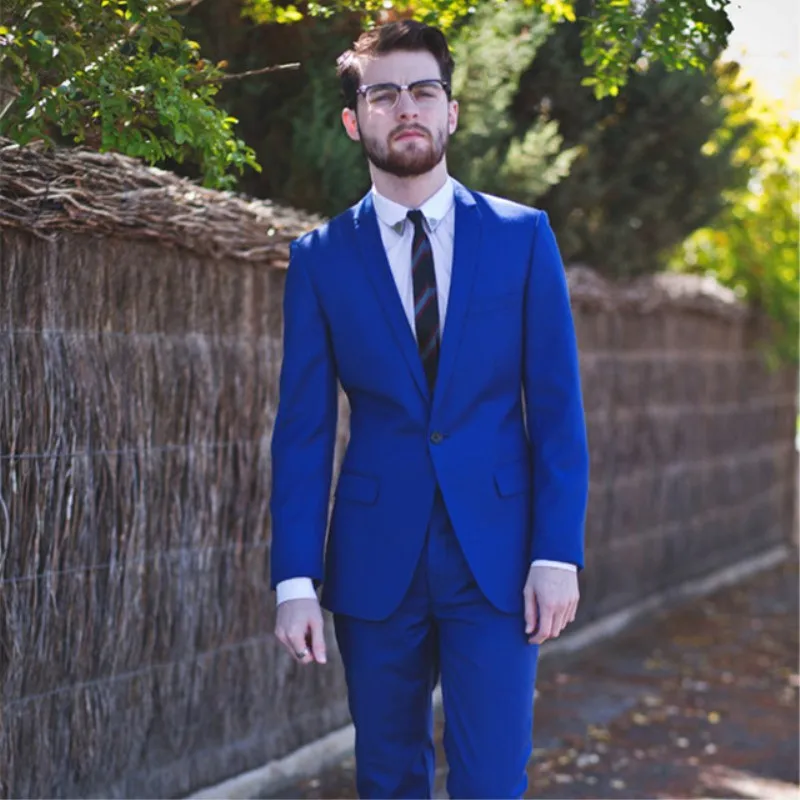 

Mens 2 Pieces Suit One Button Wedding Suit Jacket Wine Red Blue Navy Blue Men's Vintage Wedding Set (Jacket + Pants) 146