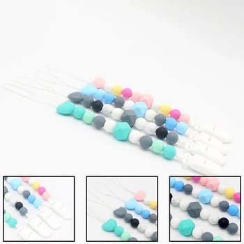 

Plastic Clip For Pacifier Holder For Nipples Infant Baby Teething Leash Strap Cute Silicone Pendant Beads Clip Chain