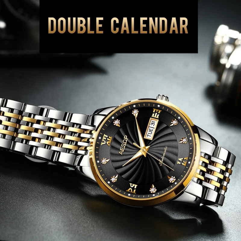 Ультра тонкие часы для мужчин автоматические механические минималистичные