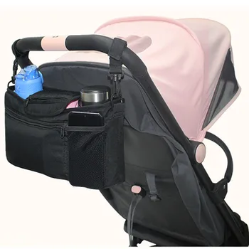 

Baby Stroller Organizer Bag with Hooks Shoulder Straps Milk Bottle Holder Hanging Bag Parents Cup Holder Pushchair Accessories