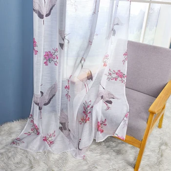 

Crane Printed Window Blackout Curtain Modern Shade Curtains for Living Room Bedroom Window Curtain Drape