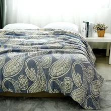 Junwell хлопок муслин летнее одеяло покрывало для кровати диван путешествия дышащий шик Пейсли нитки большой мягкий плед