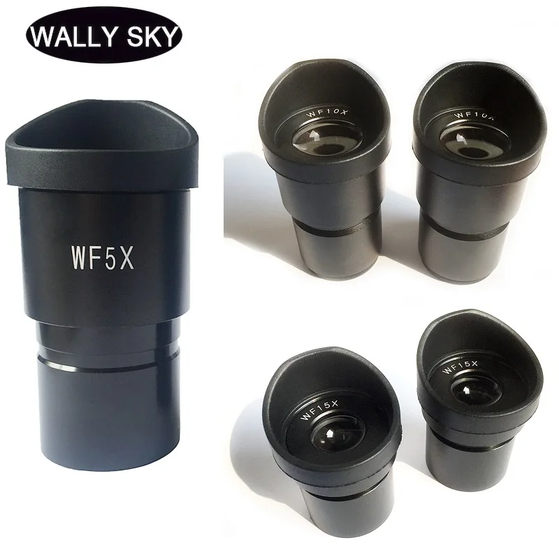 Pair Wide Field Eyepiece Optical Lens for Stereo Microscope with Mounting Diameter 30mm or 30.5mm Rubber Eye Cups WF5X WF10X microscope eyepiece stereoscopic microscope eyepiece