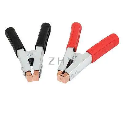 

2 Pcs Non Slip Black Red Handle Spring Loaded Crocodile Clip Welding Earth Clamp
