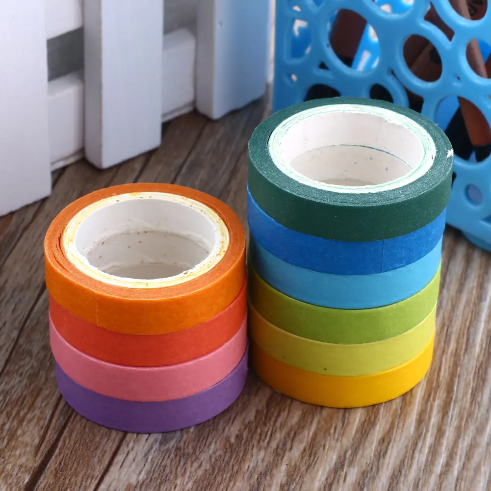 Липкий Бумага Радуга Washi 10 шт. клей малярный Скрапбукинг Декоративные Япония клейкие Ленты Плоская медная клейкая лента