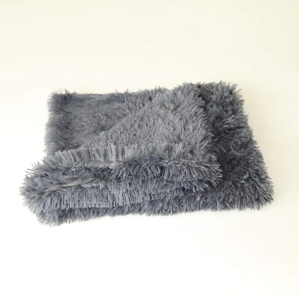 Dark Grey Длинное плюшевое одеяло для домашних животных, кровать для собак, кошек, мягкий теплый двухслойный пушистый глубокий спальный чехол для маленьких, средних и больших матрац для собак - Цвет: Dark Grey