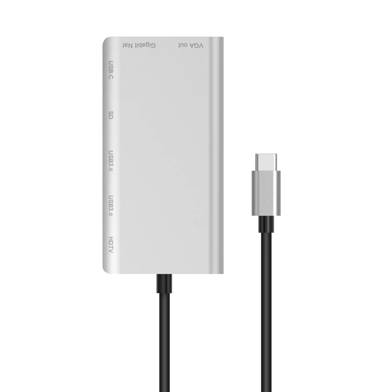 

Type-C To Hdmi Vga Converter Usbc To Rj45 Lan 4K Hdmi Vga 2Usb 3.0 Sd Card Slot Reader 8 In 1 Type C Dock Adapter Hub For Macboo