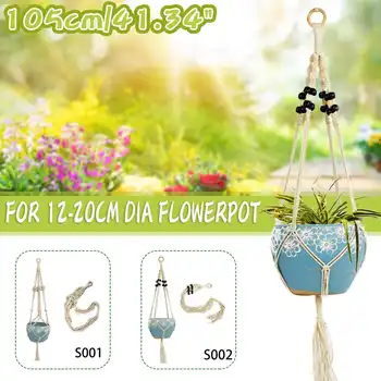 

Handmade Rope Basket Plant Pot Hanger Macrame Plant Hanging Garden Decor Cotton Rope Flower Pot Holder Wall Decoration
