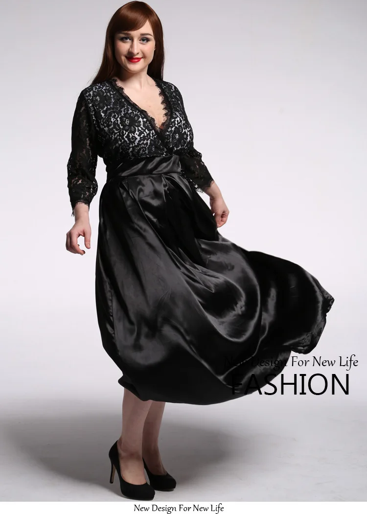 Boho Womens Elegant Lace Party Dress Big Sizes Tunic Sexy Black Maxi Long Dresses Plus Size 5XL 6XL 7XL vestidos de festa