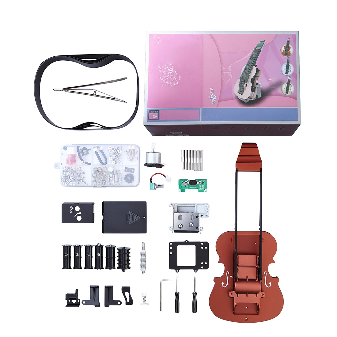 

Metal Violin Puzzle Model Assembler Kit Assembly Stem Educatonal Toy DIY Note Model Building Kit - Brown