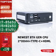 Topton новейший мини-компьютер, настольный компьютер и ноутбук, двухъядерный i7-8565U HD 2,0 + DP Dual 4K компьютер с Wi-Fi игровым ПК(China)