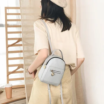 

Newly Women Backpack Bag Zipper Large Capacity PU Leather Fashion for Travel Mobile Phone