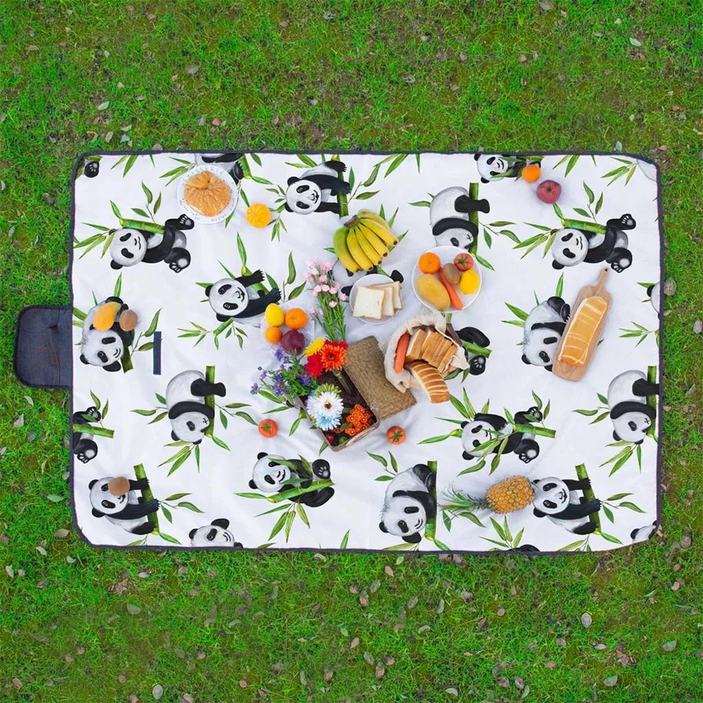 Портативный Водонепроницаемый Пикник одеяло "Панда" походный плед Складная коляска для путешествий, анти-скольжения песчаный пляж коврик матрас
