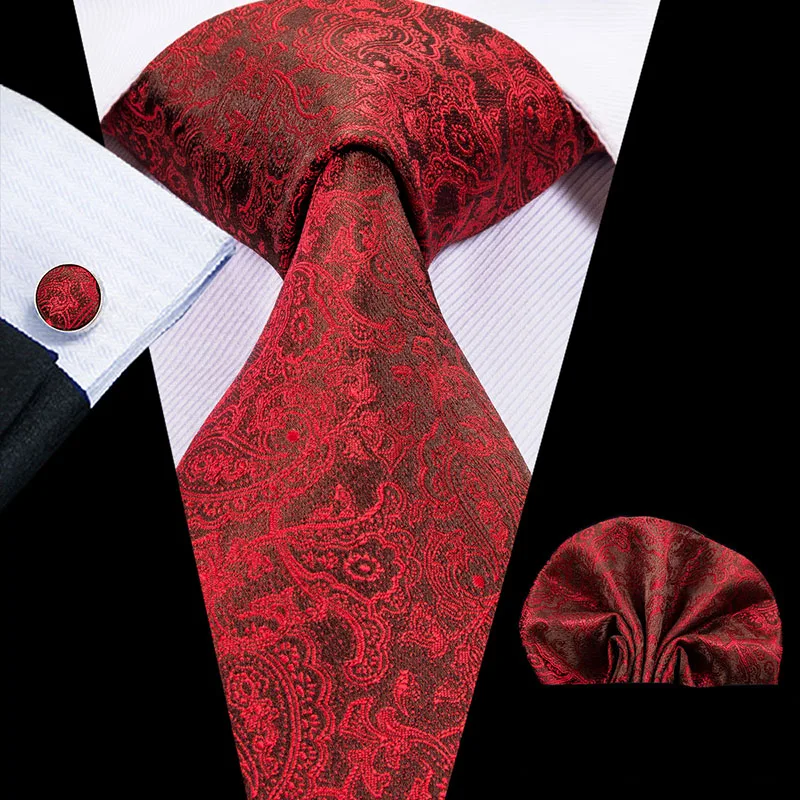 Шелковые галстуки с принтом Hi-Tie для мужчин, набор носовых платков, черный золотой галстук, модный жаккардовый галстук Gravatas, мужской галстук для свадьбы, бизнеса - Цвет: C-3052