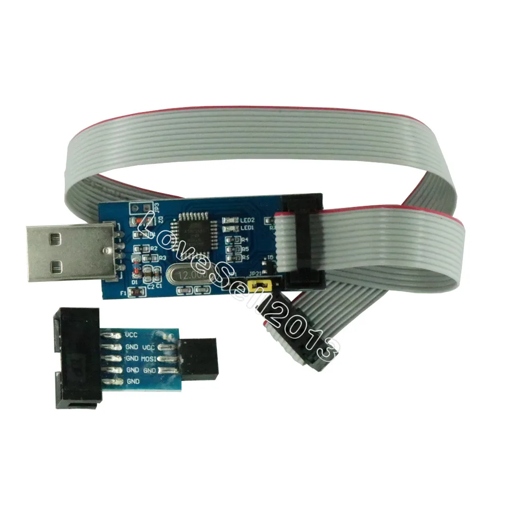 2 шт./компл. 10Pin до 6 Pin адаптер доска+ USBASP USBISP AVR программист USB ATMEGA8 ATMEGA128 ATtiny/CAN/PWM 10Pin провод модуль "сделай сам"