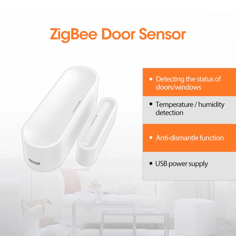Tuya Zigbee умный датчик двери/окна гаража CR123A питание от аккумулятора или USB зарядка