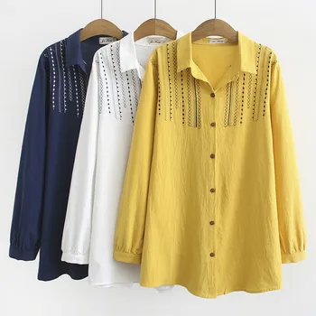

2020 New Spring Autumn Shirts Plus Size Women's Clothes Embroidery Loose Shirt Coat Jacket Women b152