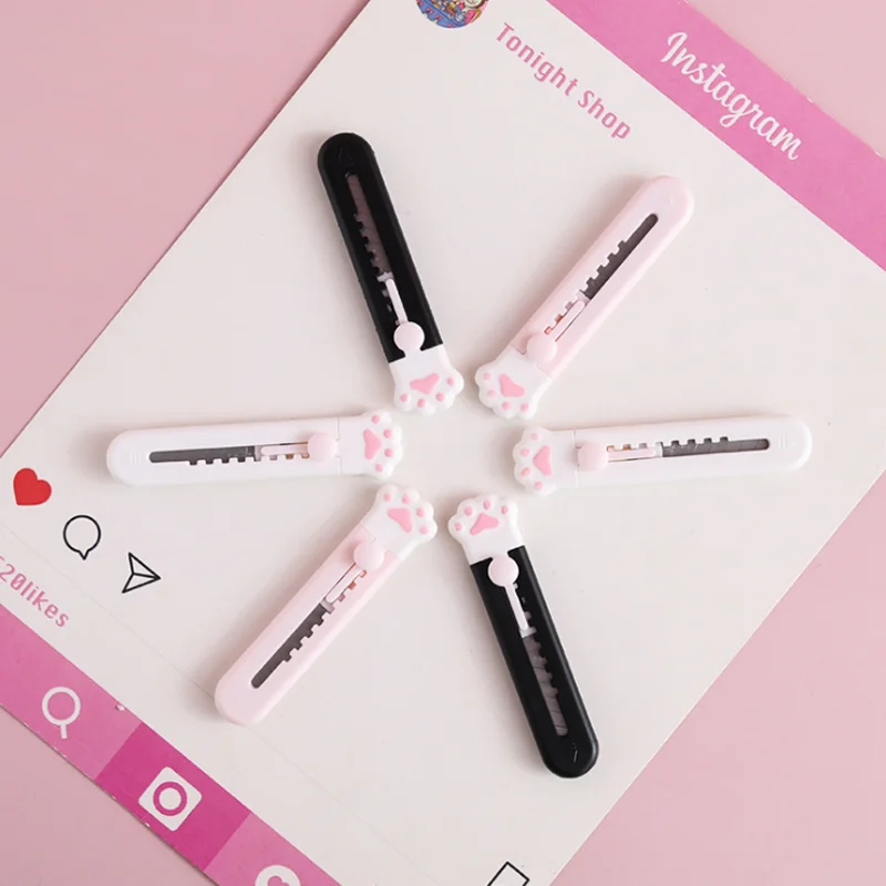 Cute Utility Knife Pink Cat Paw Alloy Mini Portalble Cutter Letter Envelope Opener Mail Knife School Office Supplies Stationery creative candy color mini cutter express knife box opener handmade small utility knife school office home supplies stationery