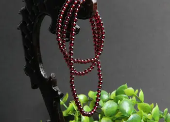 

Genuine Natural Wine Red Garnet Crystal 3 Laps Round Beads Bracelet 6mm