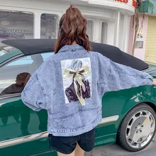 

Women Chic Lapel Short Cowboy Jacket Korean Patch Designs Denim Jacket 2022 Spring Autumn New Fashion Indie Aesthetic Outwears