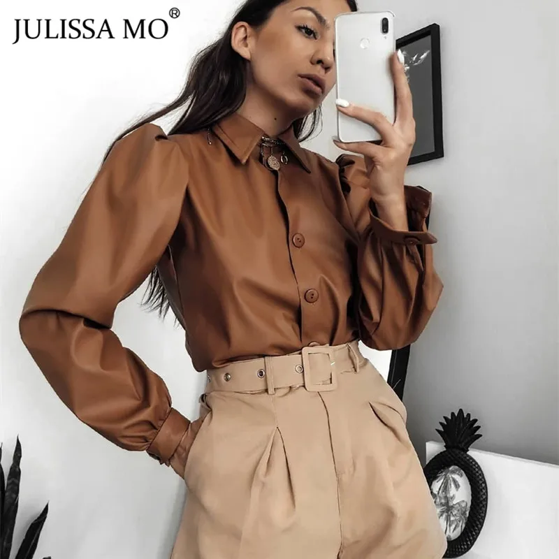 Женская винтажная блузка JULISSA MO рубашки с буфами на рукавах из матовой