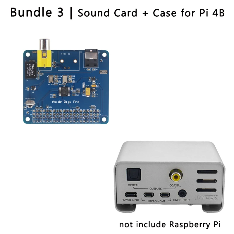 For 4B Raspberry Pi 4 AOIDE DIGI PRO цифровая звуковая карта | чехол из алюминиевого сплава металлический корпус для Raspberry Pi 4 Модель B/3B+/3B - Цвет: For 4B
