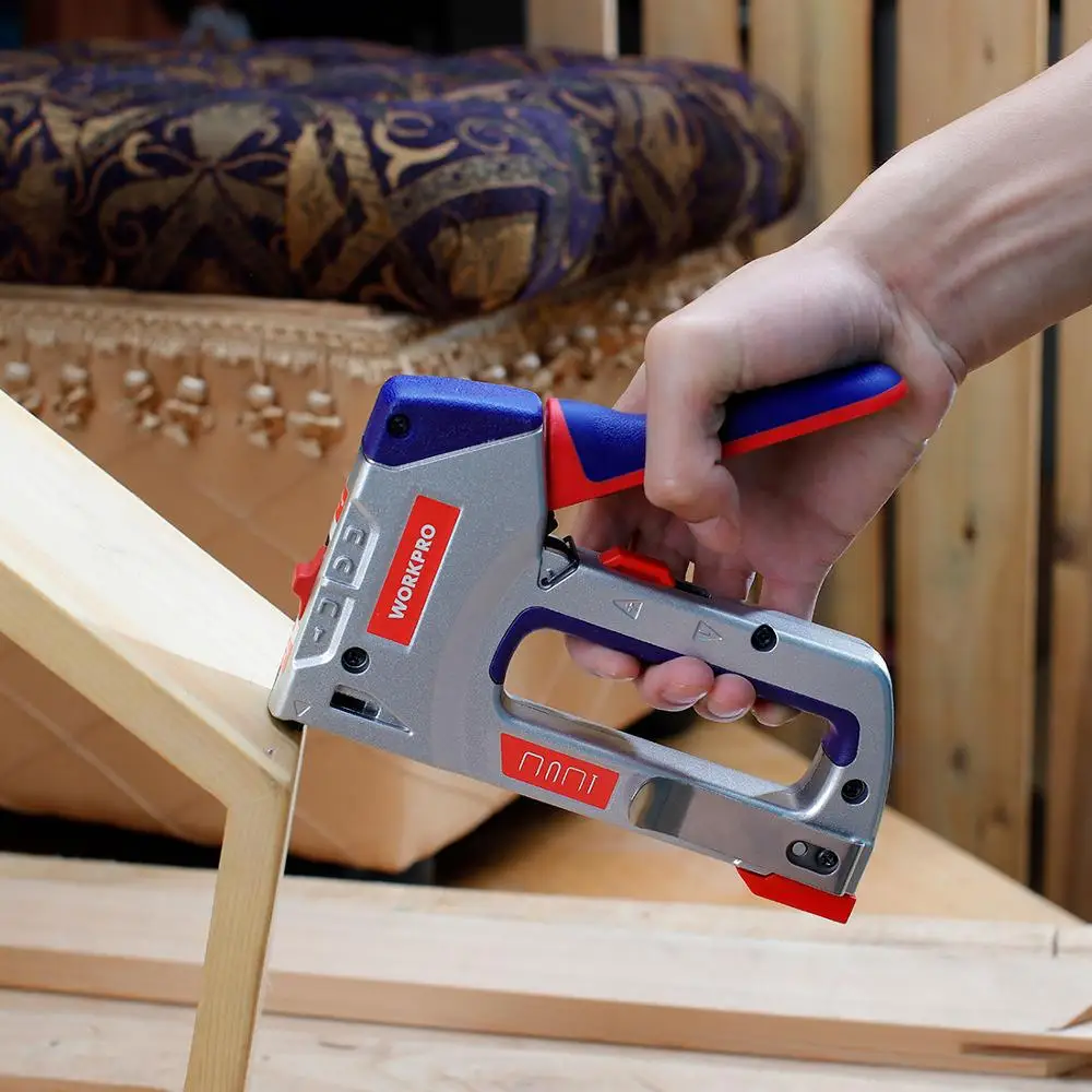 WORKPRO 4 в 1 сверхмощный штапельный пистолет для DIY мебель для украшения дома руководство для степлера гвоздь пистолет с 4000 скобы гвоздильщик