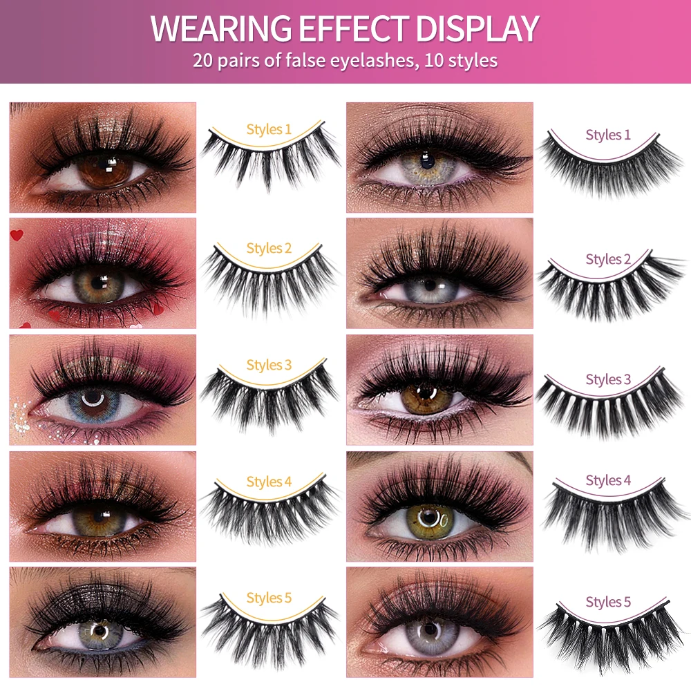 MAANGE Fluffy Mink False Eyelashes Dramatic Volume 20 Pairs Lashes - 3D/5D H4b43059cda014efbad5b3ebff822ecbcm