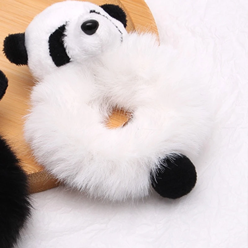 Ragazze Panda Forma Schiaffo Della Fascia Dei Capelli Della Corda Della Peluche Cravatta Dei Capelli Elastico Corda Per