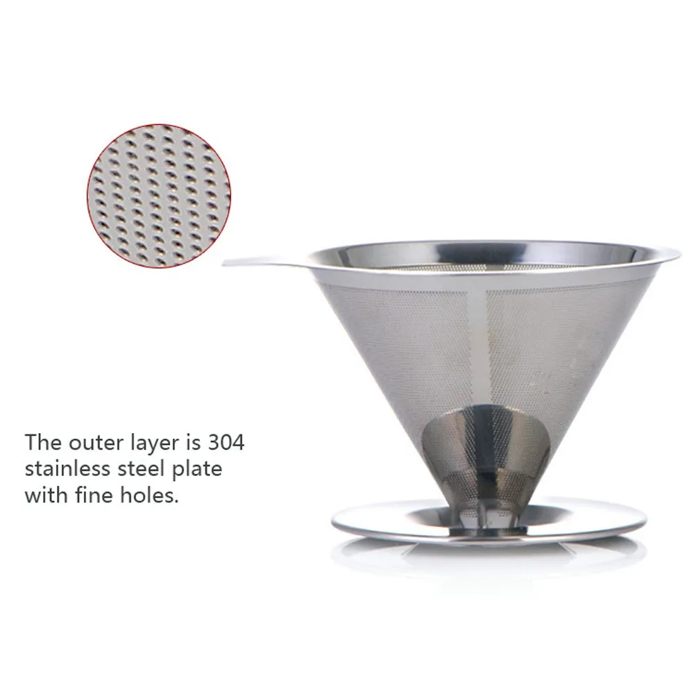 Double Layer Coffee Filter Holder Stainless Steel Pour Over Coffees Dripper Mesh Coffee Tea Filter Funnel Basket Filters Tools Double Layer Coffee Filter Holder Stainless Steel Pour Over Coffees Dripper Mesh Coffee Tea Filter Funnel Basket Filters Tools