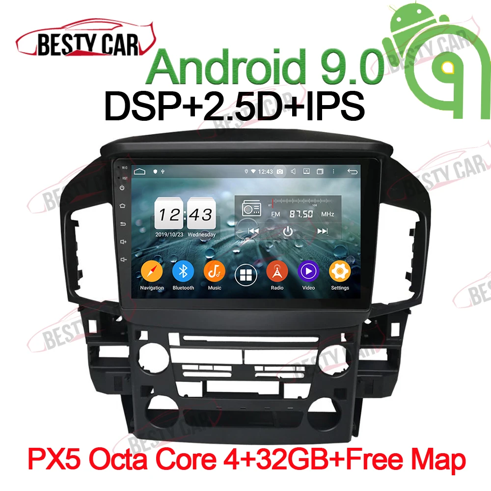 PX5-A-4-32GB-DSP " ips Android 9,0 Автомобильный мультимедийный плеер Радио стерео для Lexus RX300 Toyota Harrier 1998~ 2002 gps навигация wifi BT DSP - Цвет: PX5-A-4-32GB-DSP