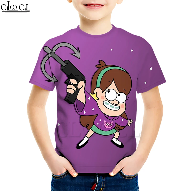 Детские футболки с рисунком из аниме «Гравити Фолз»; Креативная одежда с 3D принтом для мальчиков и девочек; толстовка с короткими рукавами; повседневные топы для детей - Цвет: Kids T shirt 12