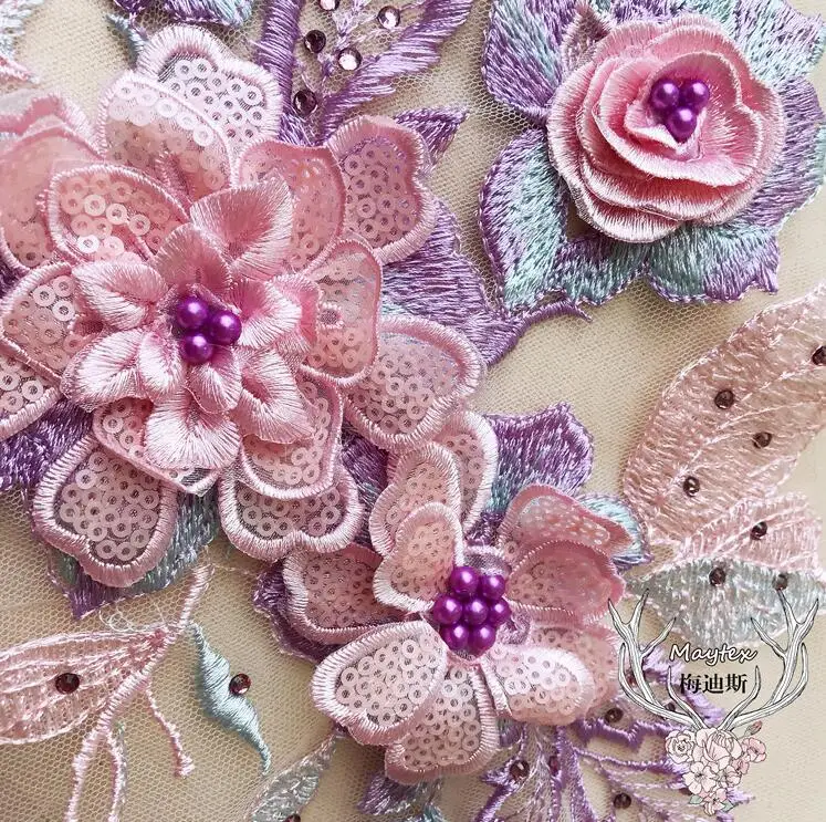 Bead Fabric Flower Venise Floral Lace Sewing Applique Lace Collar Neckline Collar Diy Craft Neckline Sewing Accessories 1 Piece lace fabric,lace garment accessories,lace sewing supplies,lace accessories,lace sewing accessories,clothing craft accessories
