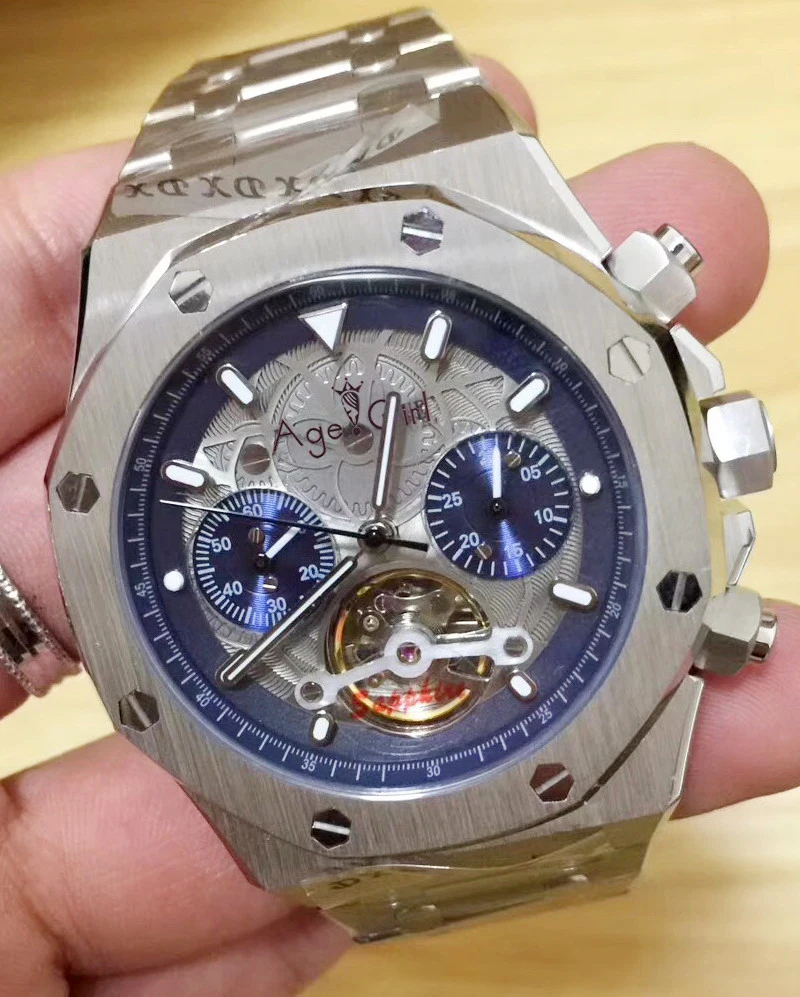 

Luxury Brand New Automatic Mechanical Men Watch Tourbillion Sapphire Transparent Glass Skeleton Black Blue Silver Limited AAA+