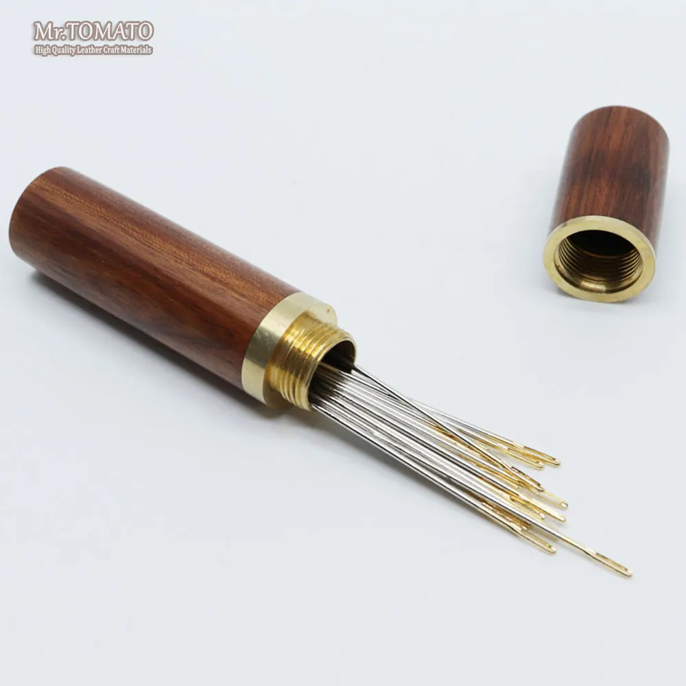 DIY 바느질 바늘 홀더 보관 튜브, 나무 상자 손 바느질 바늘 케이스 가죽 뜨개질 자수 수선 바늘 컨테이너|DIY 자수 ...