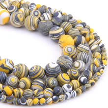 Матовые бусины из натурального камня, желтый малахит, круглые бусины для рукоделия, ожерелья, браслетов, ювелирных изделий, размер 4-12 мм