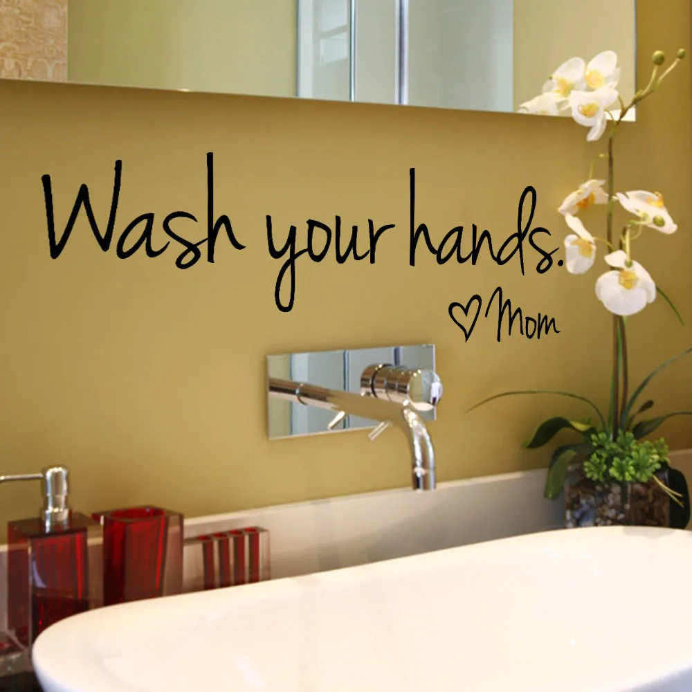

Wash Your Hands Vinyl Art Wall Decal Stickers Family Rule Bathroom Toilet Decoration Mural Removable Self Adhesive Wallpaper