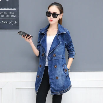 

Autumn Spring 2020 Fashion New Female Denim Jacket Blue Jean Women Coat Double Breasted Boutique Casual Ladies Outerwear YR31