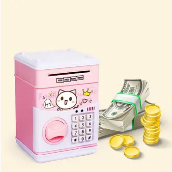 

Cartoon Cat Electronic Password Piggy Bank with Music Story Play Cash Coin Can Auto Scroll Paper Money Saving Box